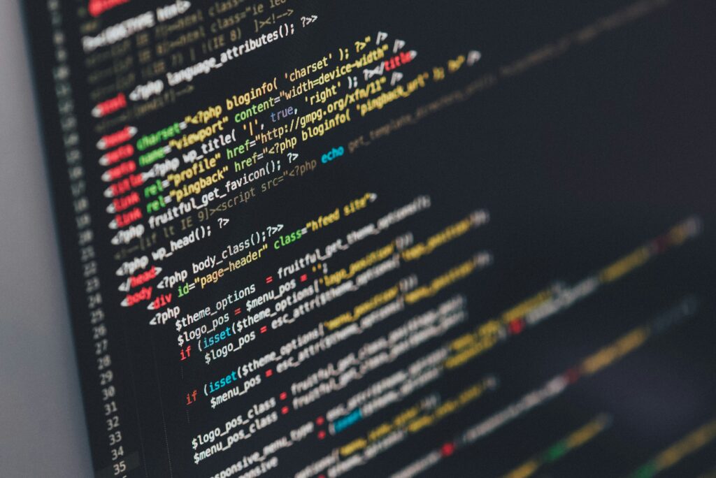 Screen filled with code 